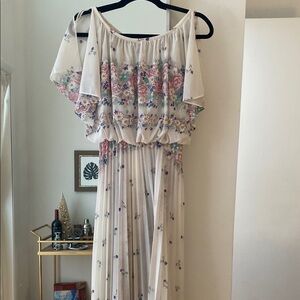 Vintage Cream Off-Shoulder Sundress, Perfect for Spring and Summer!